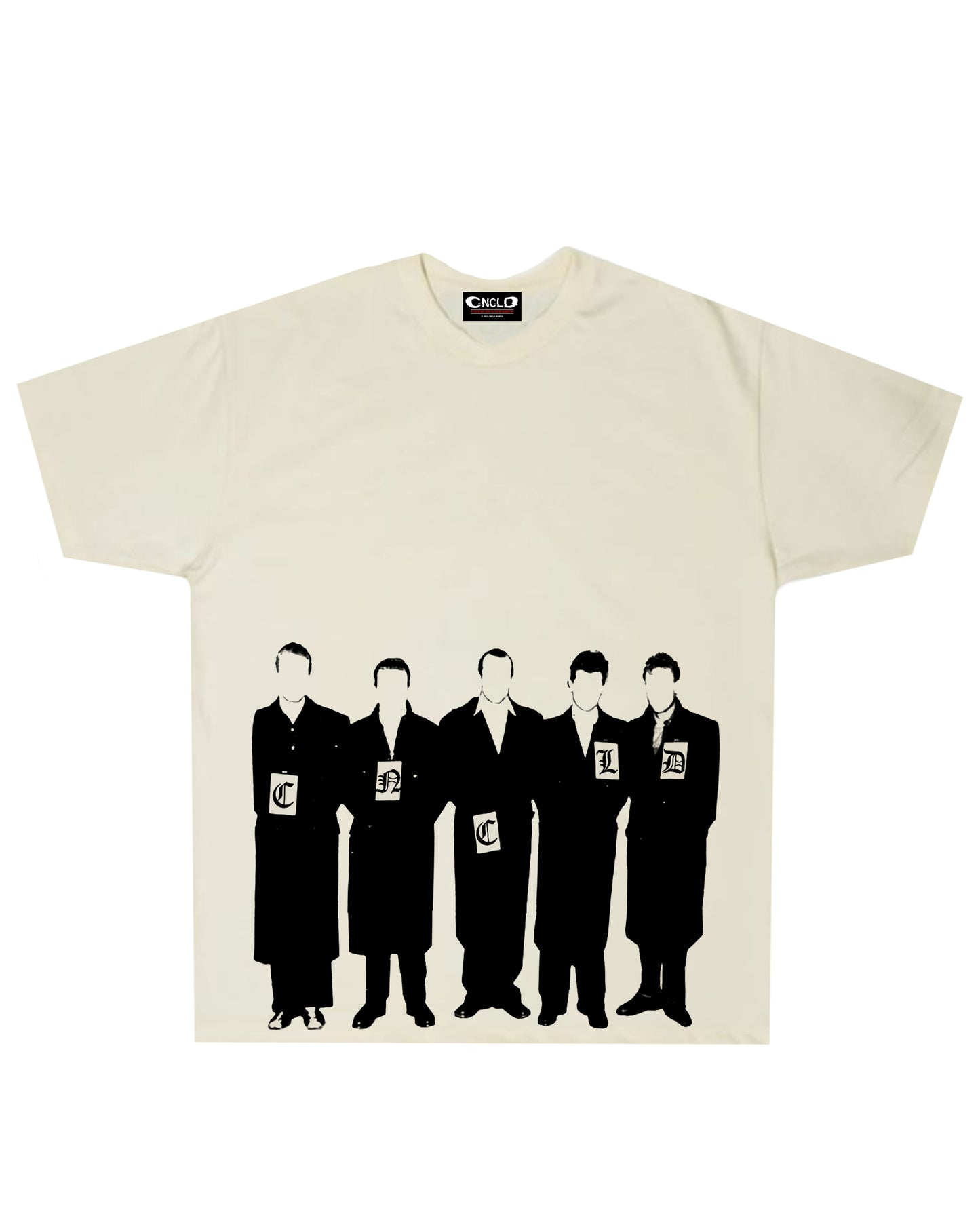 Men in Black T-Shirt [Beige]